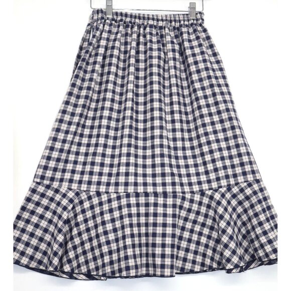 Y2K Vintage Earth Music & Ecology Gingham Wrap Skirt Ruffle Hem Sz M Cottagecore - Picture 11 of 13